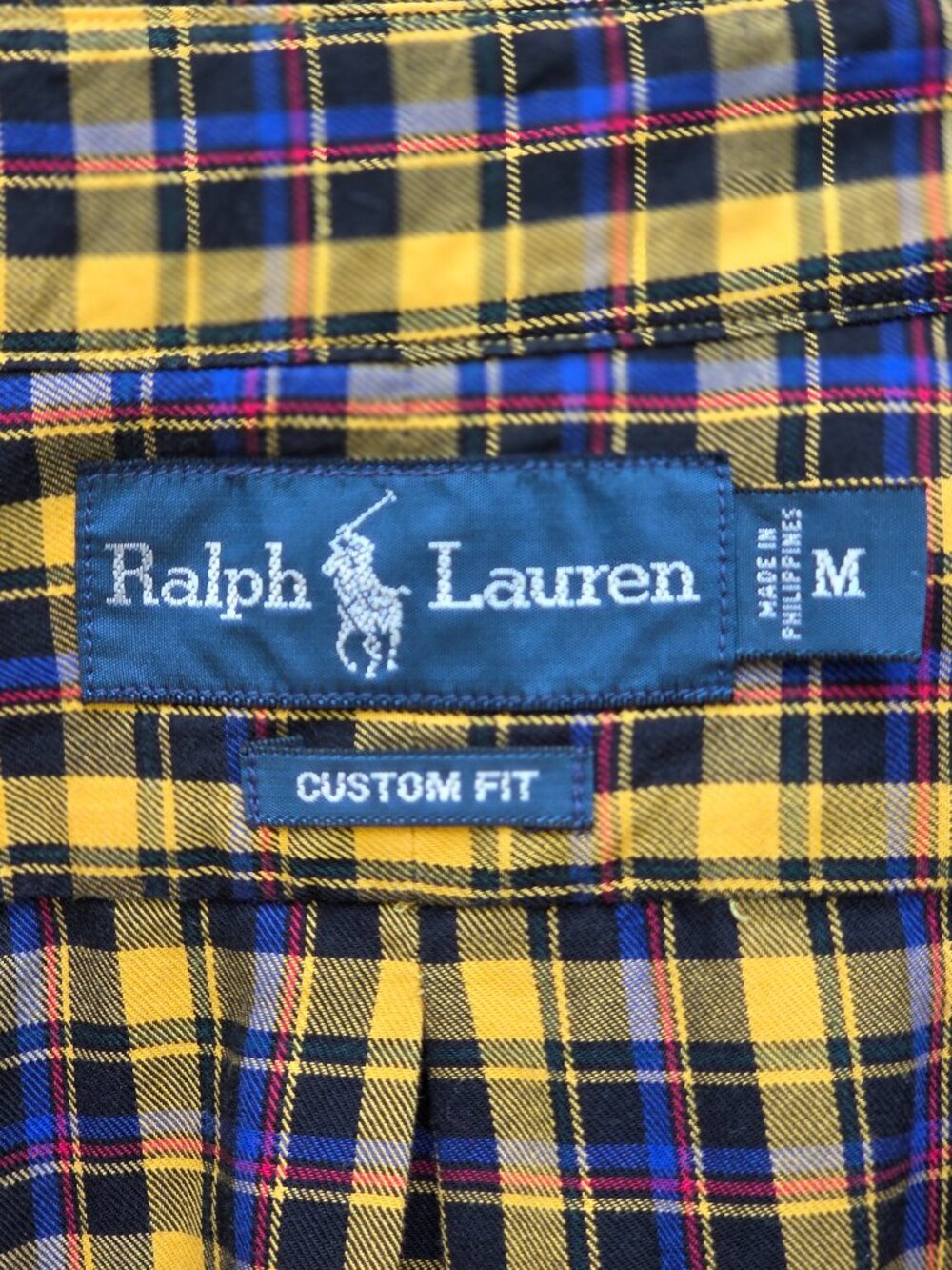 Ralph Lauren Custom-Fit Shirt Men M LS Plaid Pony Mid weight Cotton Flannel